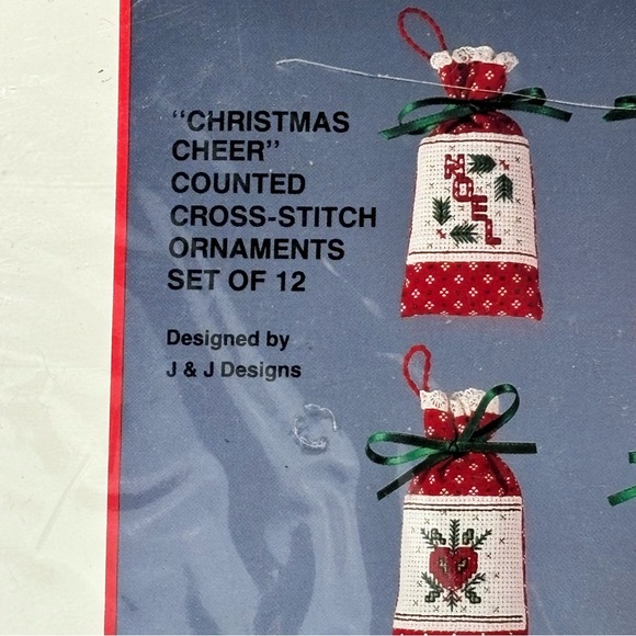 Vintage Bucilla Christmas Christmas Cheer Cross Stitch Satchel Ornament Kit - Picture 3 of 7